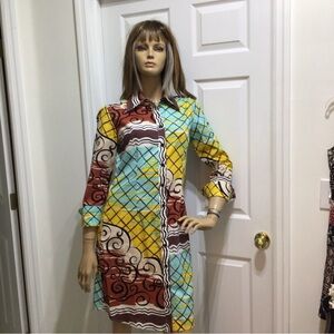 FINLEY SHIRT DRESS SIZE SMALL MULTI COLOR EUC